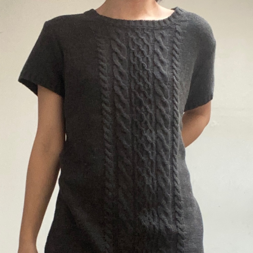 dark grey chunky knit sweater dress